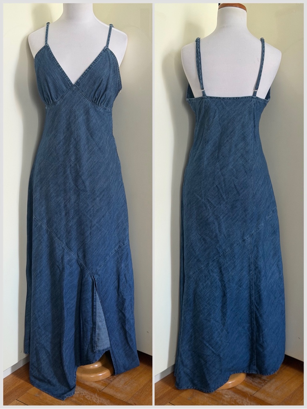 Topshop Sleeveless Denim Maxi Dress in Medium Blue sz 8 - Picture 2 of 9